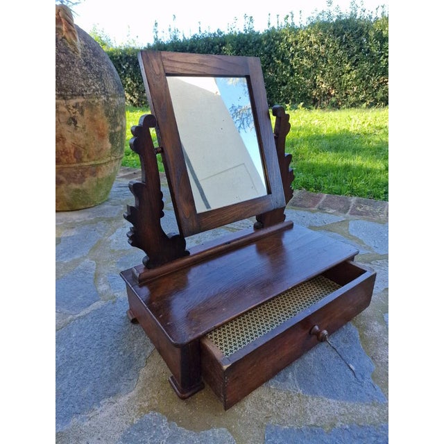 Wood Small Walnut Dressing Table with Psiche Mirror, Early 1900s For Sale - Image 7 of 18