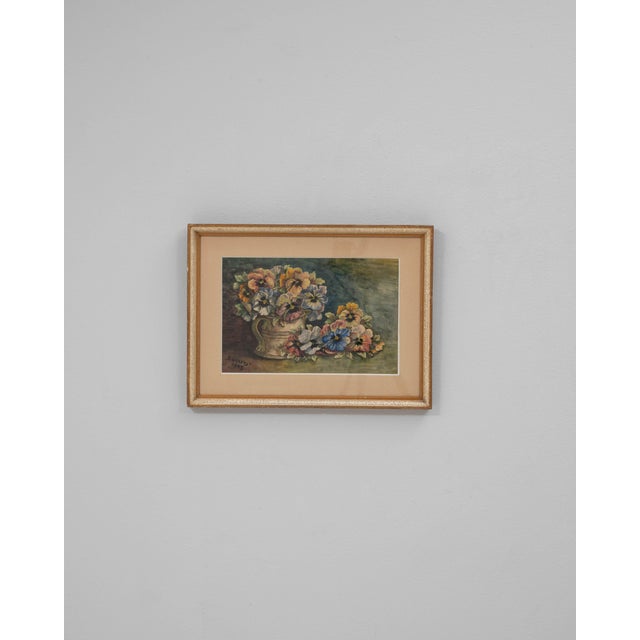 Brown 1943 Belgian Wall Art With Wooden Frame For Sale - Image 8 of 18