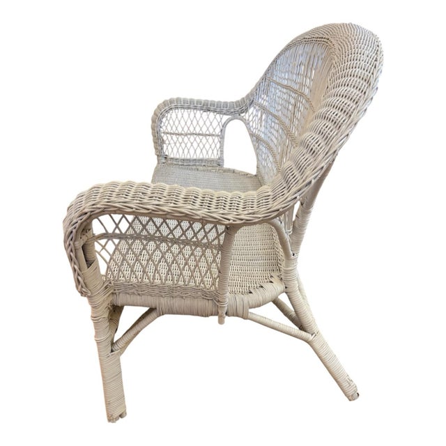 The Victorian Wicker Rattan Sofa. Crafted from white rattan, wicker, and bentwood, embodying the elegant Victorian style....
