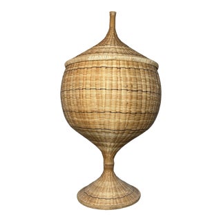 Mid Century Modern Lidded Basket Urn For Sale