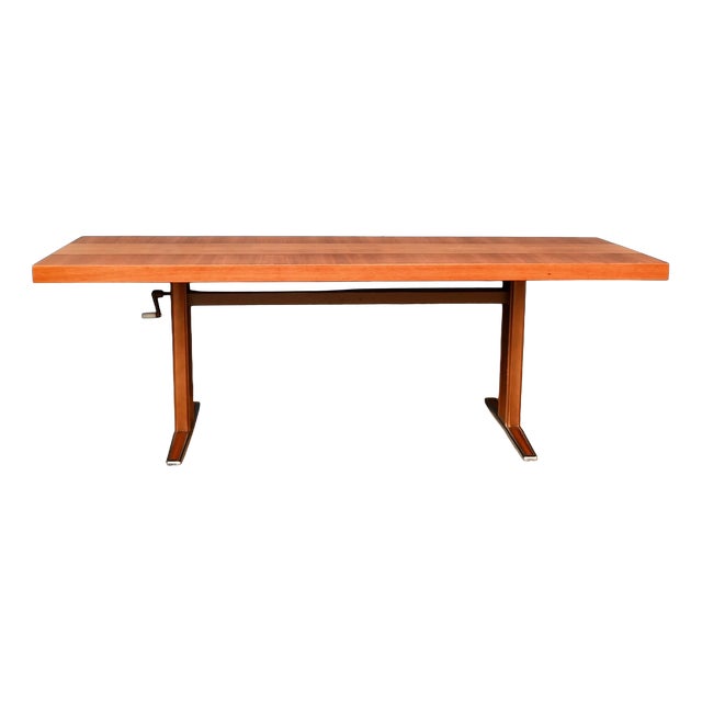 Scandinavian Height-Adjustable Coffee Table in Wood and Chrome, 1970s For Sale