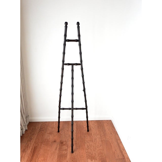 Faux Bamboo Floor Easel Display Stand Foldable Wood Easel Dark Brown Finish For Sale - Image 9 of 14