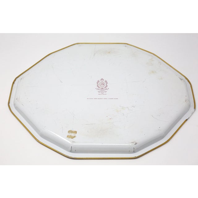 Metal Vintage Octagonal Colorful Flowers Tray by Daher For Sale - Image 7 of 9