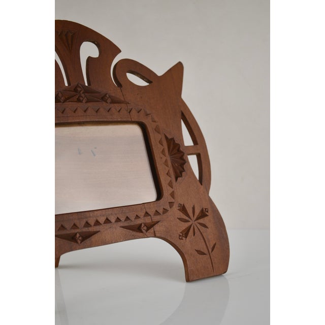 Art Nouveau Folk Art Hand-Carved Wooden Picture Frame, 1890s For Sale - Image 11 of 14