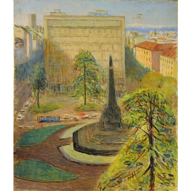 Giovanni Malesci View of piazza 5 days Oil on canvas 60 x 50 cm This piece is attributed to the mentioned designer/maker....