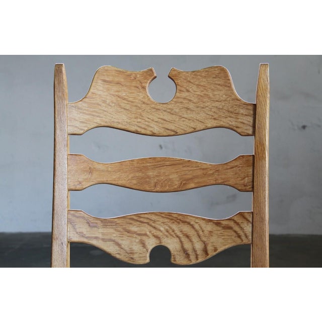 Vintage Danish Oak Razorblade Highback Chairs by H. Kjærnulf, 1960s, Set of 6 For Sale - Image 16 of 18