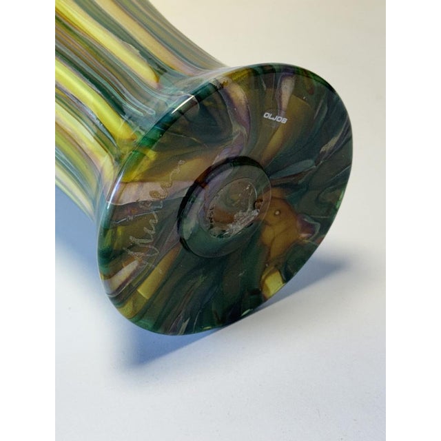 Japanese Reed Glass Vase in Shades of Green from Oljos Glass For Sale - Image 6 of 7