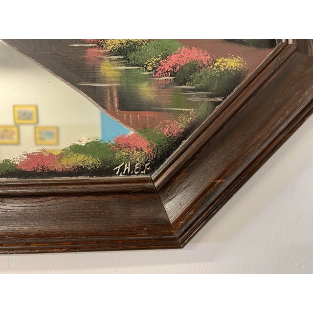 Mid Century Painted Scene Wall Mirror For Sale In West Palm - Image 6 of 7