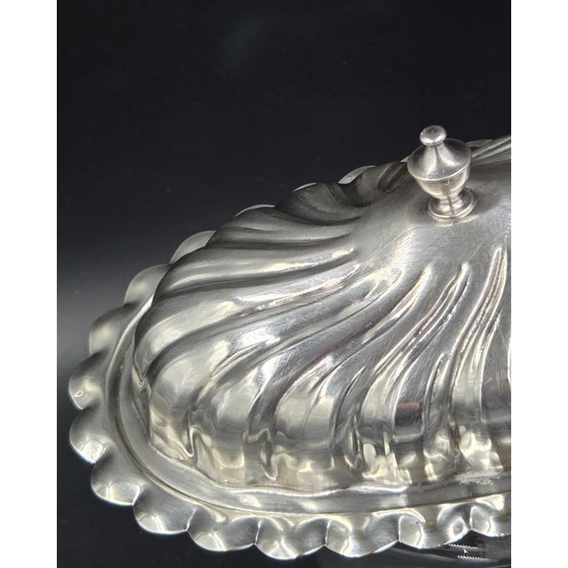 Mid 20th Century Sheffield Victorian Style Silver Plated Spiral Covered Butter Dish W/ Glass Insert For Sale - Image 14 of 18