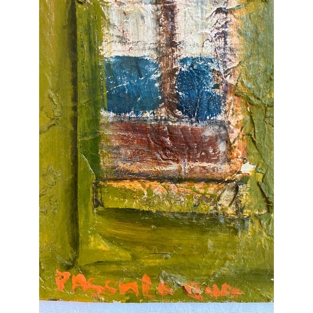 Mustard San Francisco Bay Bridge Expressionist Cityscape Oil on Masonite. Signed For Sale - Image 8 of 12