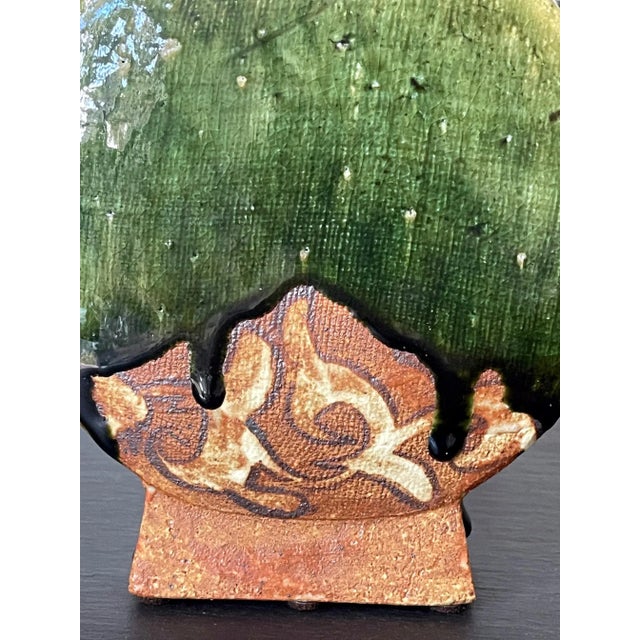 2000 - 2009 Early 21st Century Modern Japanese Studio Pottery Oribe Moon Flask Vase by Ken Matsuzaki For Sale - Image 5 of 13