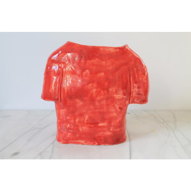 Studio Art Pottery Red T-Shirt Vase For Sale - Image 4 of 8