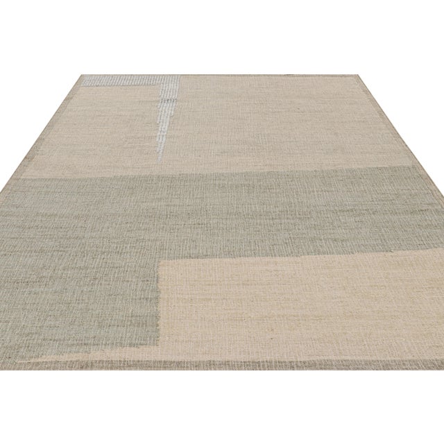 Rug & Kilim Rug & Kilim’s Abstract Flatweave in Beige with Geometric Patterns - 10x14 For Sale - Image 4 of 7