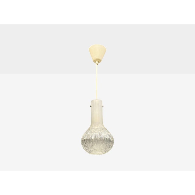 Mid-Century Modern Limburg Glashütte, Small Pendant Light, Textured Glass, Plastic, Germany, 1970s For Sale - Image 3 of 10