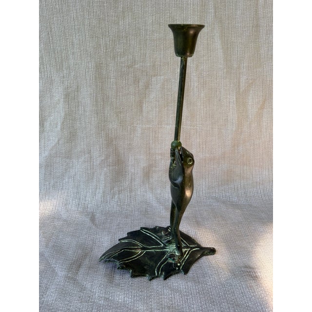 Vintage Bronze Standing Frog Candlestick For Sale In New York - Image 6 of 14