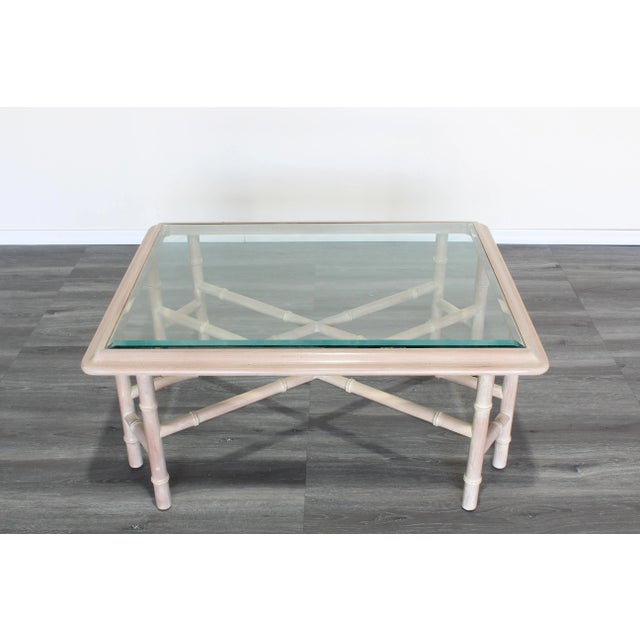 Late 20th Century Vintage Faux Bamboo Coffee Table With Glass Top For Sale - Image 5 of 10
