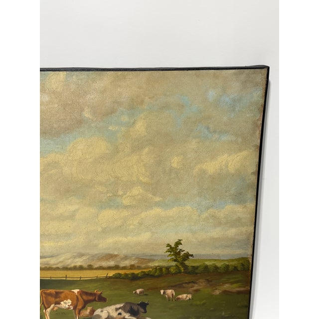 English 19th Century Pastoral Landscape With Cattle & Sheep Grazing For Sale - Image 9 of 10