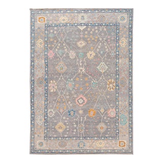 Contemporary Modern Oushak Style Wool Rug in Gray For Sale