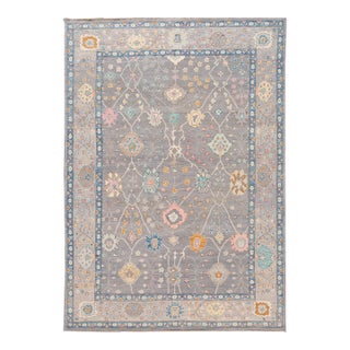 Contemporary Modern Oushak Style Wool Rug in Gray For Sale