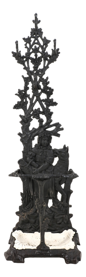 19th Century Cast Iron Red Riding Hood & the Wolf Porte Manteau or Hall Stand, 1890s