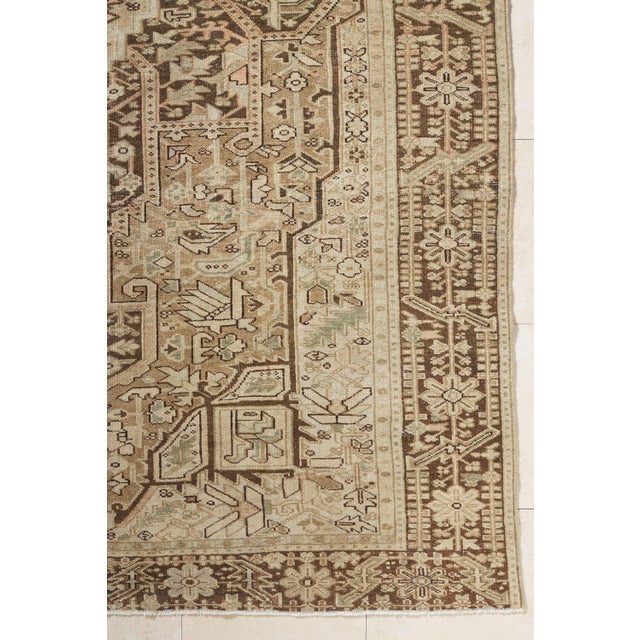 Vintage Persian Heriz Area Rug c1940 Dimensions: 7' x 9'11" Colors: Chocolate, Sand, Sage, Taupe, Blush Material: Wool...