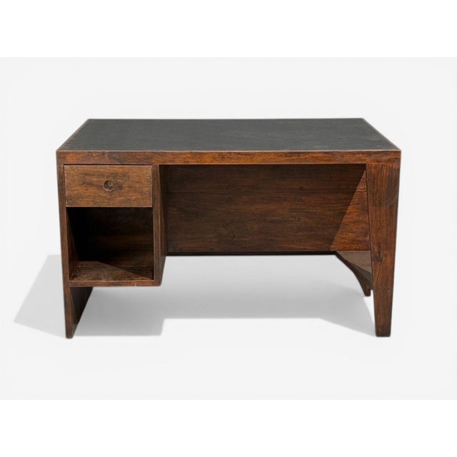 Pierre Jeanneret, French Mid-Century Modern, 'Pigeonhole' Desk, Teak, Leatherette, Chandigarh, India c. 1960s Rare example...