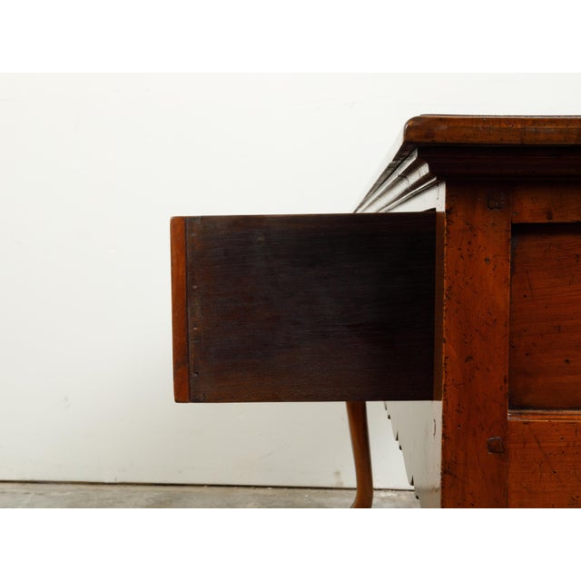 English 1940s Dresser Base with Three Drawers, Cabriole Legs and Carved Apron For Sale - Image 9 of 12