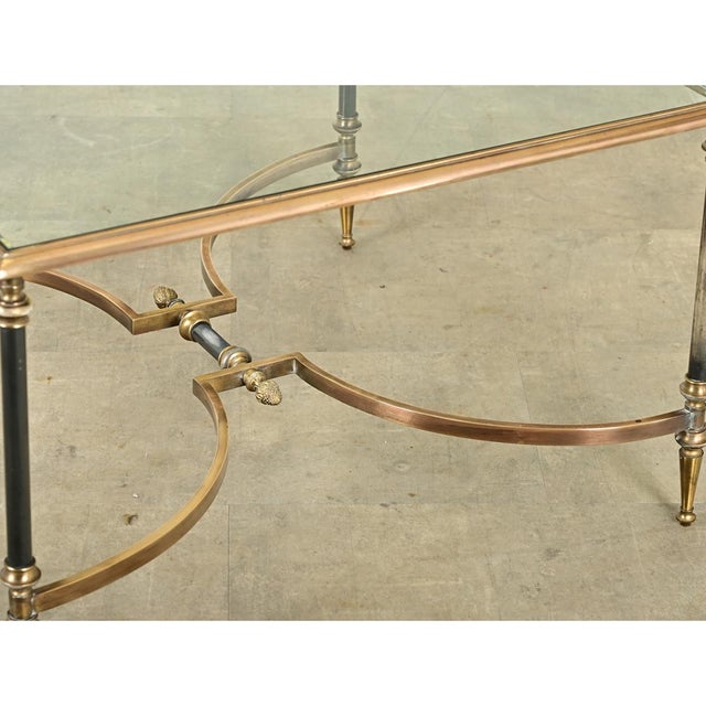 French Mid-Century Brass & Glass Square Coffee Table For Sale - Image 9 of 10