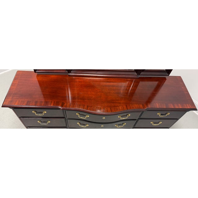 Wood Thomasville Mahogany Chippendale Style Nine-Drawer Triple Dresser For Sale - Image 7 of 16