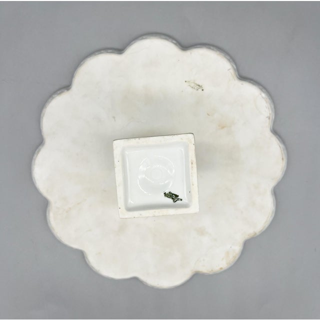 Vintage Limoges France Porcelain Pedestal Cake Stand With Matching Server – Gilt Scalloped Edge For Sale - Image 13 of 16