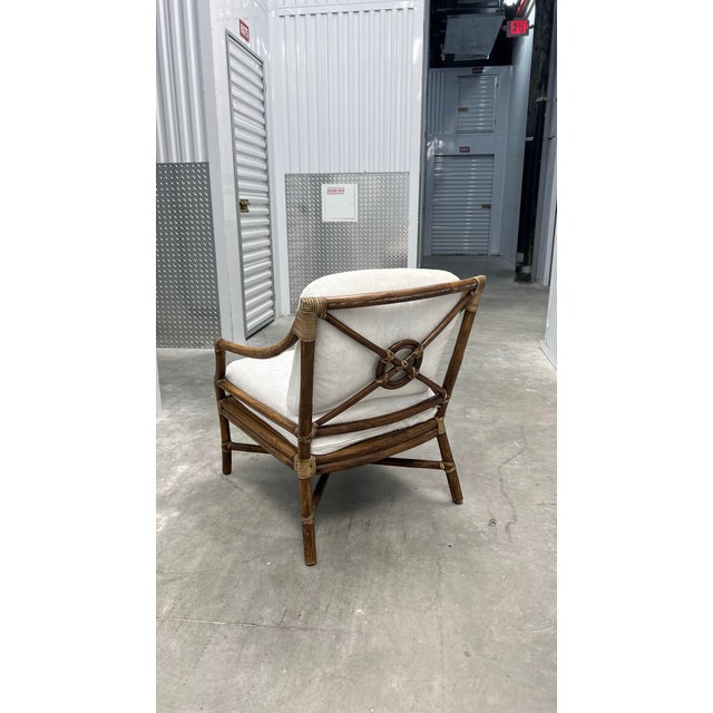 Wood Mid 20th Century McGuire Organic Modern Rattan Lounge Chairs (Pair) With Ottoman For Sale - Image 7 of 12