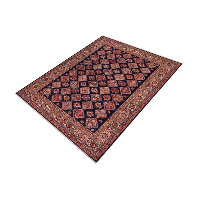 Tribal Boho Chic Tribal Super Kazak Blue/Beige Wool Rug - 8'1'' X 9'4'' For Sale - Image 3 of 10