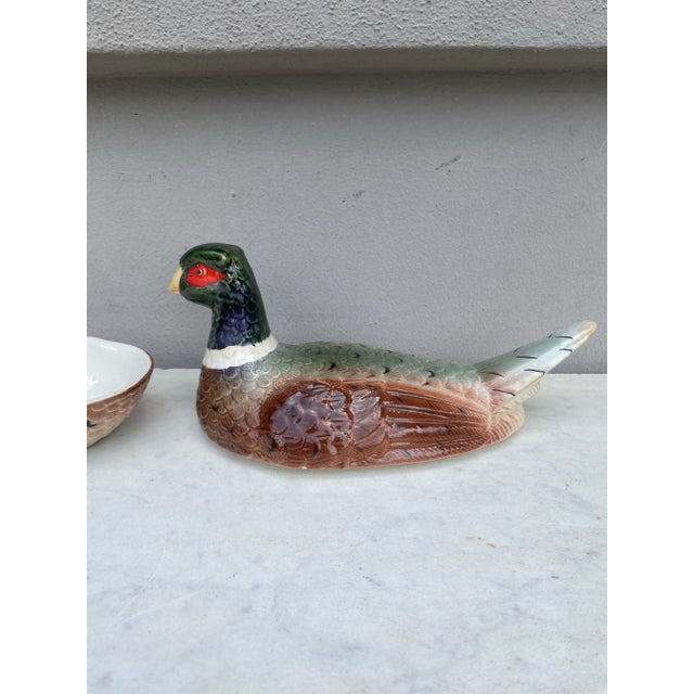 French Country Majolica Pheasant Tureen, Circa 1950 For Sale - Image 4 of 5