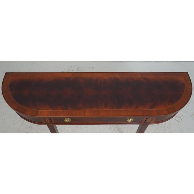 Wood Hekman Crotch Mahogany 1 Drawer Console Hall Table For Sale - Image 7 of 18