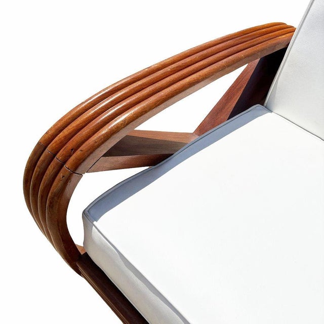 Rare 4-Strand Like Carved Mahogany Square Pretzel Faux Rattan Lounge Chair, Pair For Sale - Image 10 of 10