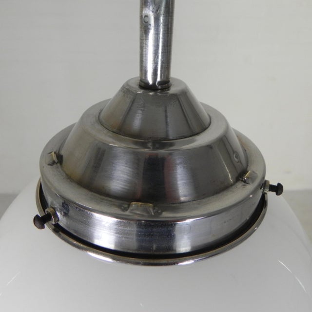 Art Deco Pendant Lamp with Opaline Glass Globe, 1930s For Sale - Image 11 of 12