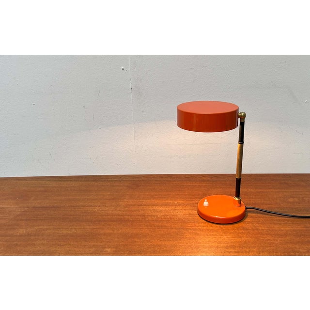 Black Mid-Century Modern Minimalist Orange Table Lamp, Italy, 1960s For Sale - Image 8 of 18