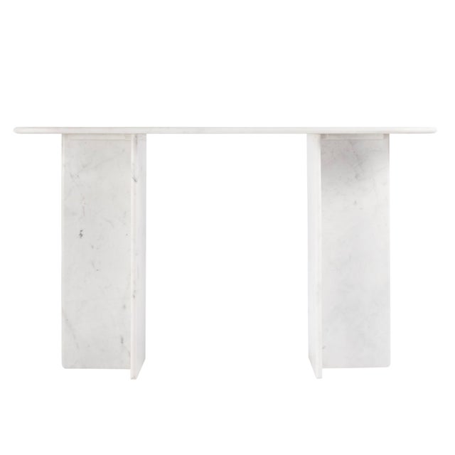 Vienna 54 in. W Rectangular 100% Marble Console/Sofa Table, White For Sale In Chicago - Image 6 of 11