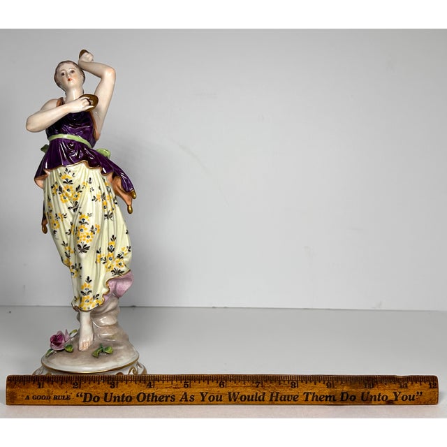 Dresden Volkstedt Porcelain Figurine Woman Dancer Musician For Sale - Image 17 of 18