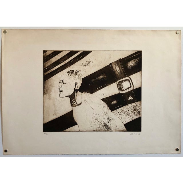 Late 20th Century Oded Feingersh, Woman in Agony or Ecstasy, Modernist Israeli Etching For Sale - Image 5 of 5