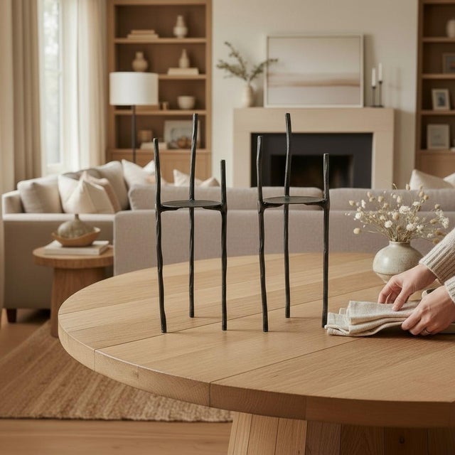 Elevate your home decor with the Brutalist Black Iron Metal Twig Candle Holder, a striking piece that embodies the essence...