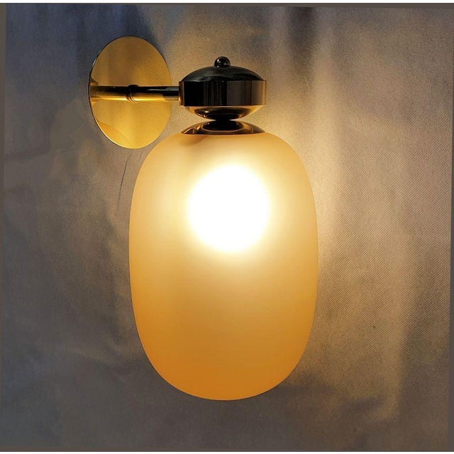 Amber 1990s Pair of Murano-Brass Mid Century Modern Sconces Italy For Sale - Image 8 of 11