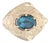 1.50ct Blue Topaz Slide Charm 14k Yellow Gold Vintage Ornate Richard Klein For Sale