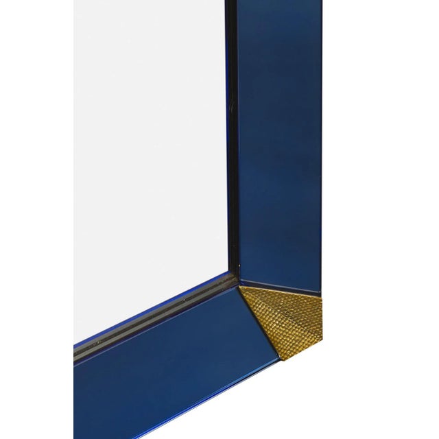 Glass Vintage Murano Blue Mirrors - a Pair For Sale - Image 7 of 10