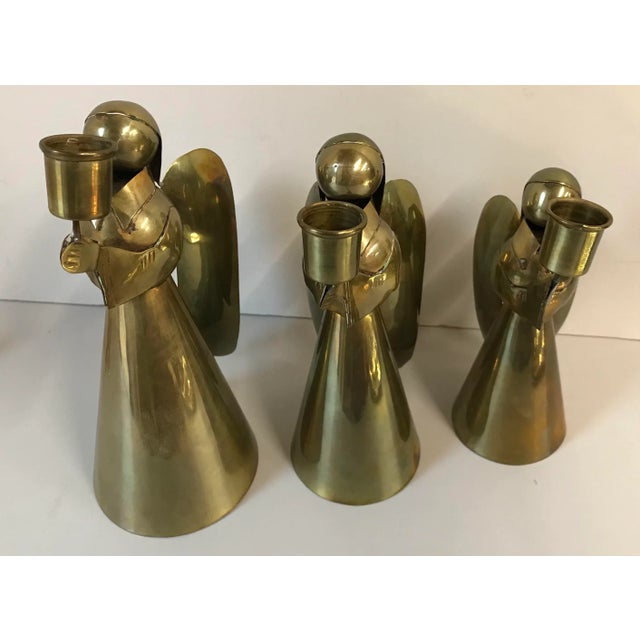 Metal Vintage Brass Angel Candle Holders - Set of 3 For Sale - Image 7 of 7