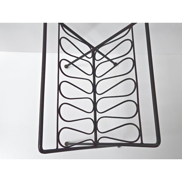 Jean Royère Vintage Magazine Rack in Black Lacquered Steel and Brass from Jean Royère, 1950s For Sale - Image 4 of 12