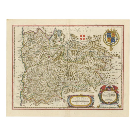 Antique Blaeu Map of the Dauphine, 1642 For Sale