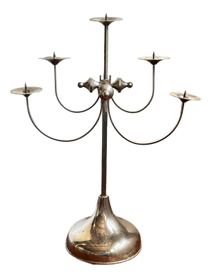 Sculptural Metal 5-Arm Candelabra by Attila Demcsik, Hungary, 1980