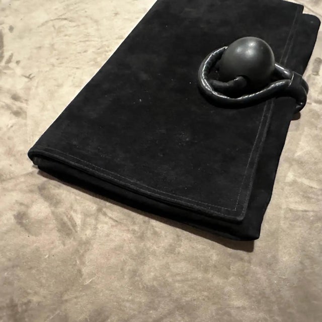 1980s Black Leather and Suede Italian Clutch by Rodo For Sale - Image 4 of 12