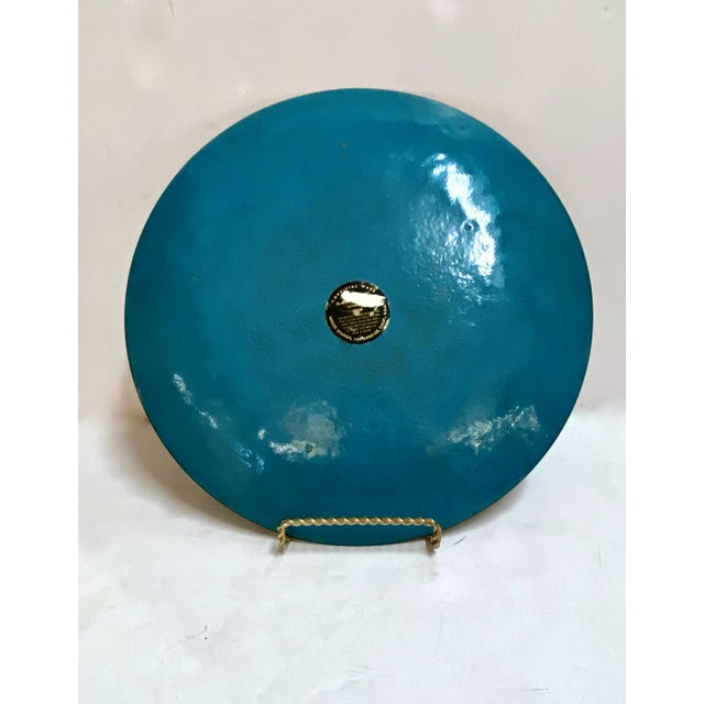 Large Mid-Century Enamel-On-Copper Charger For Sale - Image 4 of 7